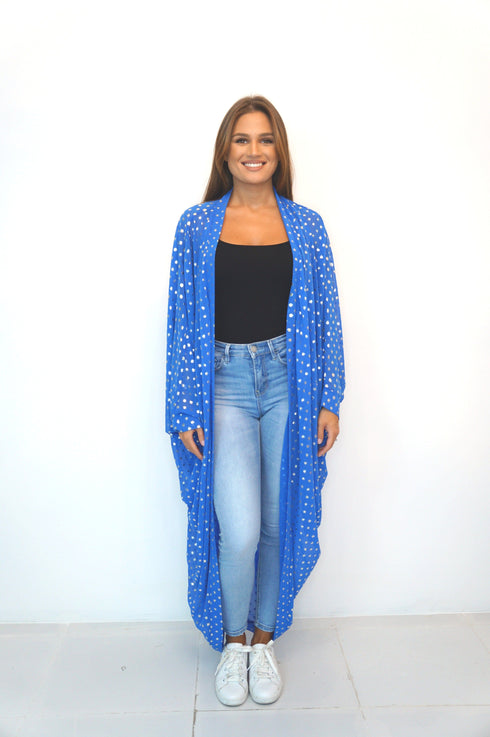 The Palm Kimono - Blue with Gold Foil Spots dubai outfit dress brunch fashion mums