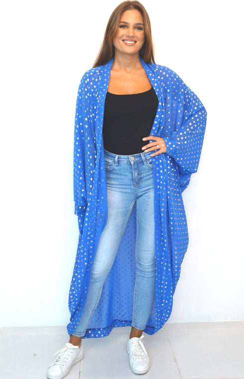 The Palm Kimono - Blue with Gold Foil Spots dubai outfit dress brunch fashion mums