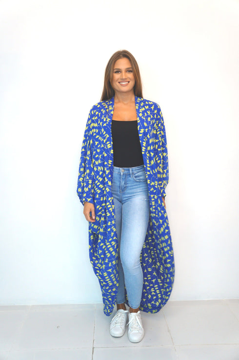 The Palm Kimono - Blue with Yellow Birds dubai outfit dress brunch fashion mums