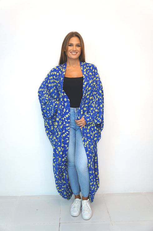 The Palm Kimono - Blue with Yellow Birds dubai outfit dress brunch fashion mums
