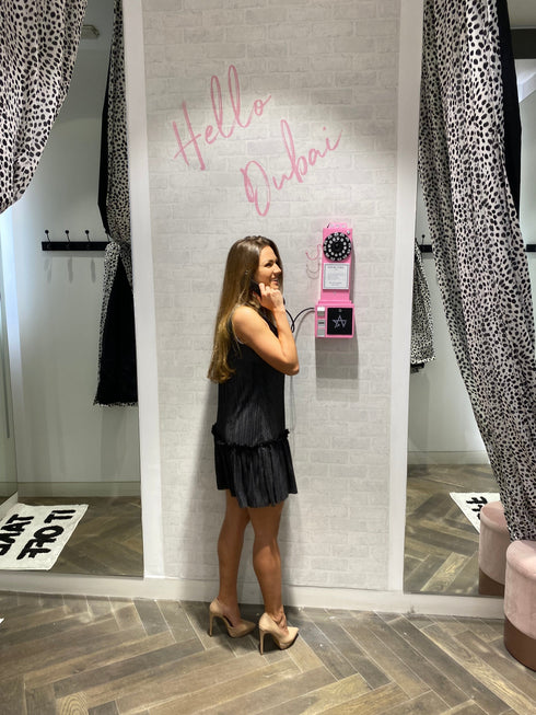 The Party Tunic - Black Sparkle Pleats dubai outfit dress brunch fashion mums