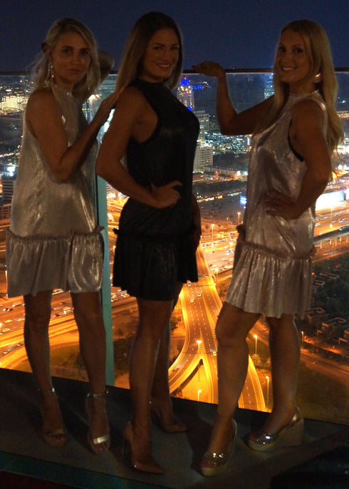 The Party Tunic - Black Sparkle Pleats dubai outfit dress brunch fashion mums