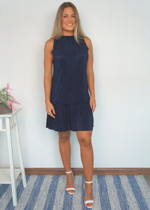 The Party Tunic - Deep Navy Pleats dubai outfit dress brunch fashion mums