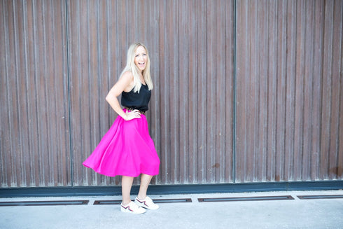 The Rosie Midi Skirt - Hot Pink dubai outfit dress brunch fashion mums