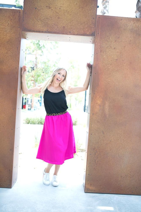 The Rosie Midi Skirt - Hot Pink dubai outfit dress brunch fashion mums