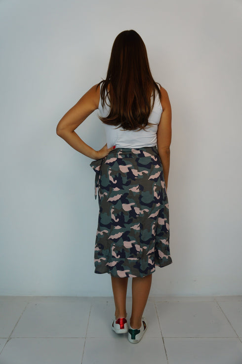 The Ruffle Wrap Skirt - Army Blush dubai outfit dress brunch fashion mums