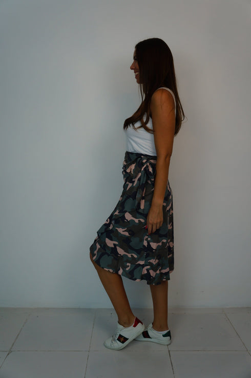The Ruffle Wrap Skirt - Army Blush dubai outfit dress brunch fashion mums