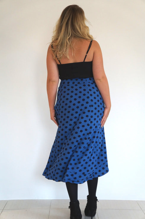 DARK BLUE DOMINO The Ruffle Wrap Skirt - Dark Blue Domino dubai outfit dress brunch fashion mums