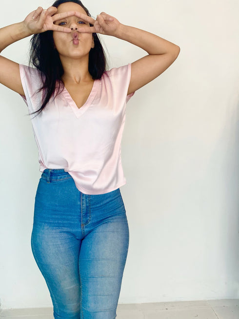 The Satin Tee - Ice Pink dubai outfit dress brunch fashion mums