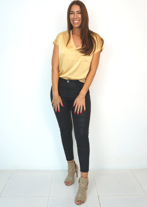 The Satin Tee - Pure Gold dubai outfit dress brunch fashion mums