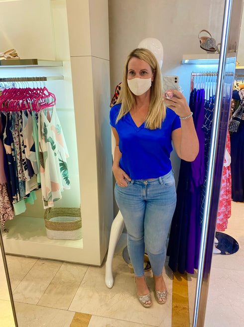 The Satin Tee - Royal Blue dubai outfit dress brunch fashion mums