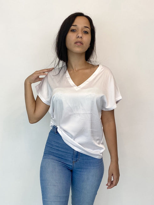 The Satin Tee - White dubai outfit dress brunch fashion mums