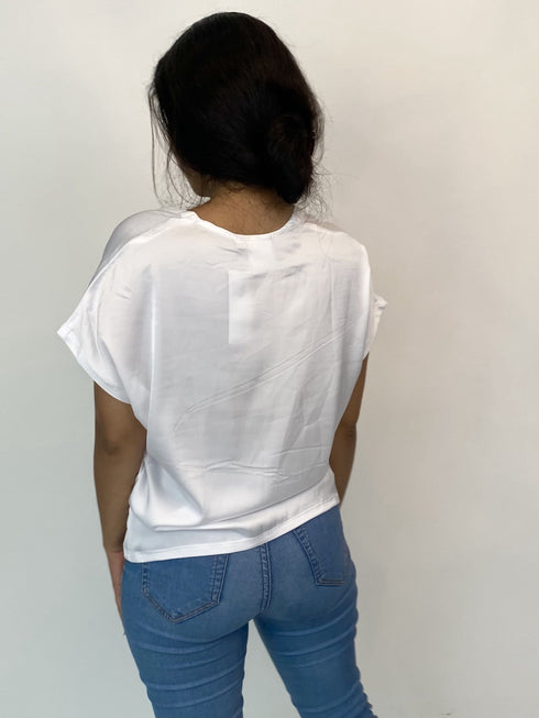 The Satin Tee - White dubai outfit dress brunch fashion mums