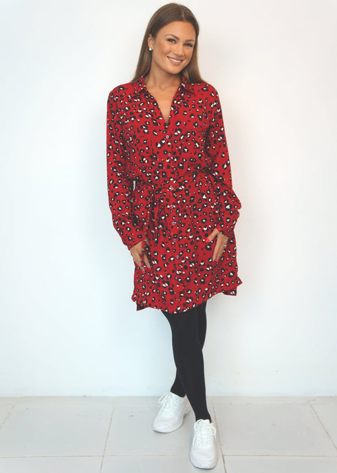 The Shirt Dress - Red Animal dubai outfit dress brunch fashion mums