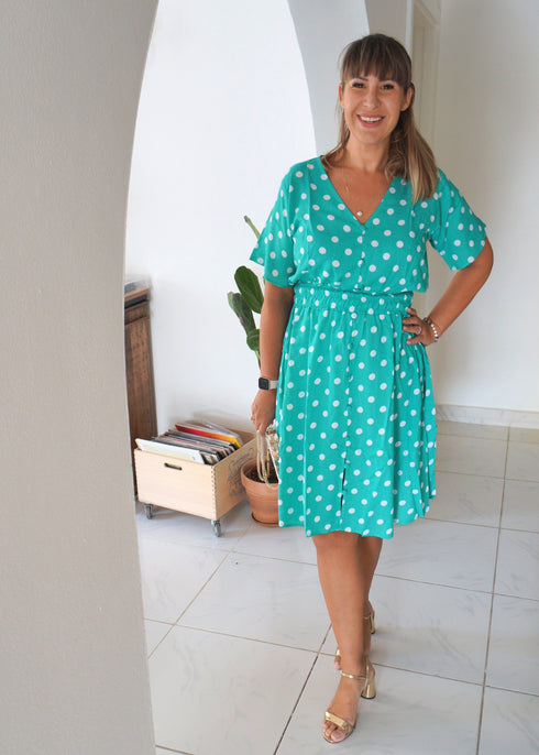 The Short Helen Dress - Emerald Polka dubai outfit dress brunch fashion mums