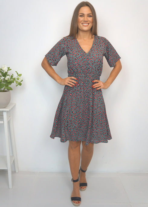 The Short Helen Dress - Pink Leopard Polka dubai outfit dress brunch fashion mums