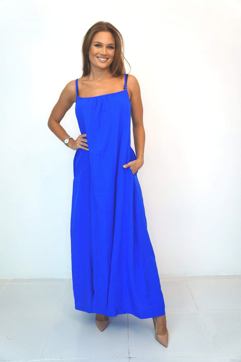 The Spaghetti Maxi Dress - Royal Blue dubai outfit dress brunch fashion mums