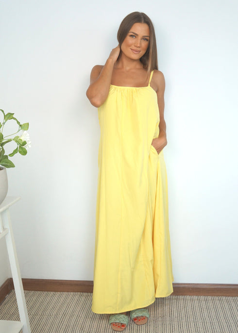 The Spaghetti Maxi Dress - Summer Yellow dubai outfit dress brunch fashion mums