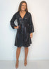 The Sparkle Wrap Dress - Black Sparkle dubai outfit dress brunch fashion mums