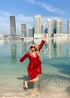 The Sparkle Wrap Dress - Red Sparkle dubai outfit dress brunch fashion mums