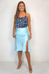 The Stephanie Skirt - Ice Blue Satin dubai outfit dress brunch fashion mums
