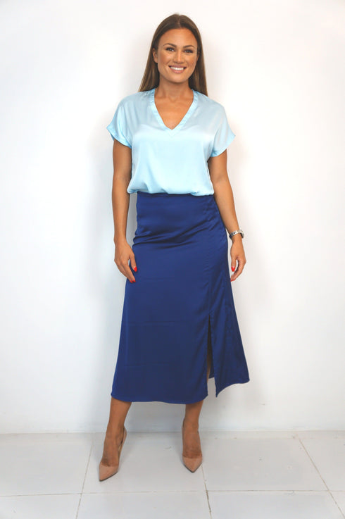 The Stephanie Skirt - Perfect Navy Satin dubai outfit dress brunch fashion mums