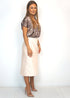 The Stephanie Skirt - Perfect Nude Satin dubai outfit dress brunch fashion mums