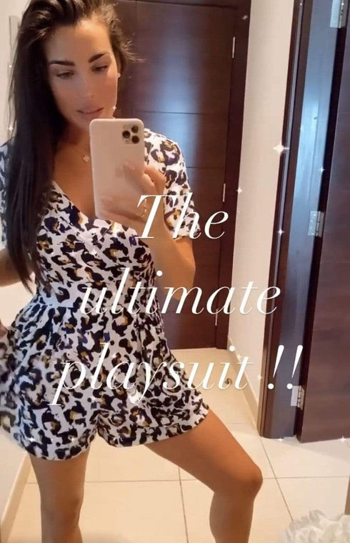 The Tasha Playsuit - Cobalt Gold Leopard dubai outfit dress brunch fashion mums