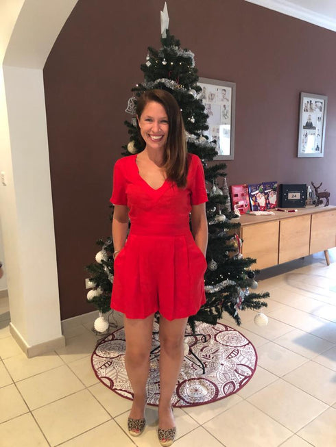 The Tasha Playsuit - Mac Red dubai outfit dress brunch fashion mums