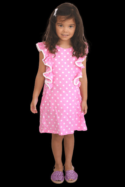 Top The Little Fifi Ruffle Dress - Baby Pink White Polka Dots dubai outfit dress brunch fashion mums