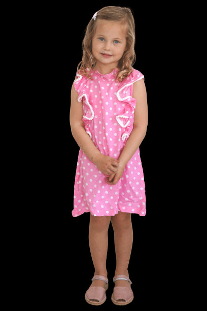 Top The Little Fifi Ruffle Dress - Baby Pink White Polka Dots dubai outfit dress brunch fashion mums