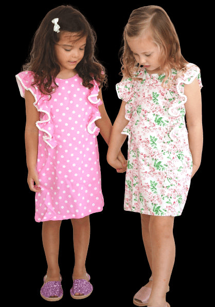 Top The Little Fifi Ruffle Dress - Baby Pink White Polka Dots dubai outfit dress brunch fashion mums