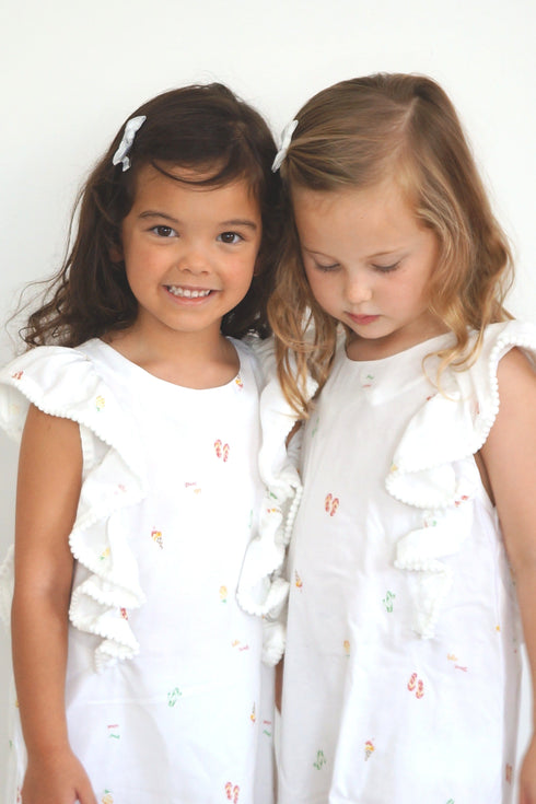 Top The Little Fifi Ruffle Dress - Mini White Beach dubai outfit dress brunch fashion mums