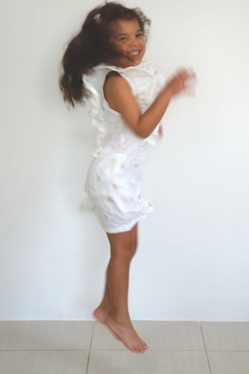 Top The Little Fifi Ruffle Dress - Mini White Beach dubai outfit dress brunch fashion mums
