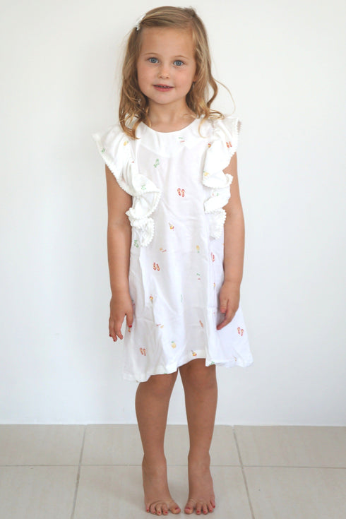 Top The Little Fifi Ruffle Dress - Mini White Beach dubai outfit dress brunch fashion mums