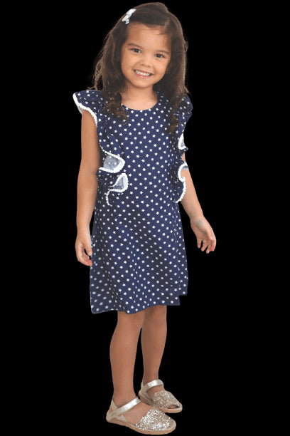 Top The Little Fifi Ruffle Dress - Navy White Stars dubai outfit dress brunch fashion mums