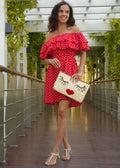 BARDOT DRESS The Belted Bardot Dress - Red & White Spots dubai outfit dress brunch fashion mums
