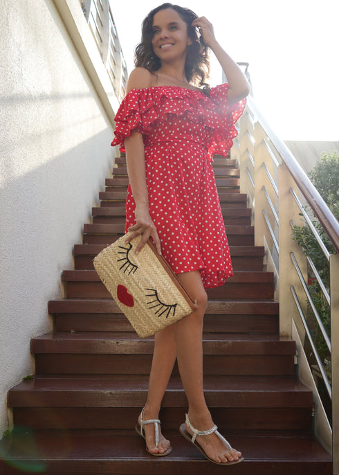 BARDOT DRESS The Belted Bardot Dress - Red & White Spots dubai outfit dress brunch fashion mums