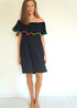 BARDOT DRESS The Ruffle Bardot Dress - Black & Mini Neon Rainbow Pom-Poms dubai outfit dress brunch fashion mums