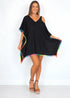 Beach Kaftan O/S The Beach Kaftan - Black w/ Neon Rainbow Pom Poms dubai outfit dress brunch fashion mums