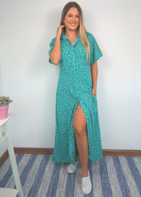 Dress The Fitted Shirt Dress - Emerald Mountains dubai outfit dress brunch fashion mums