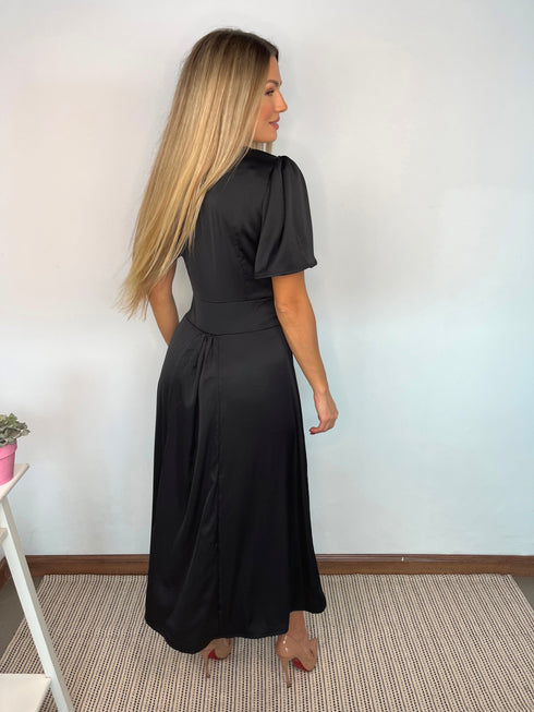 Dress The Kensington Dress - Midnight Black Satin dubai outfit dress brunch fashion mums