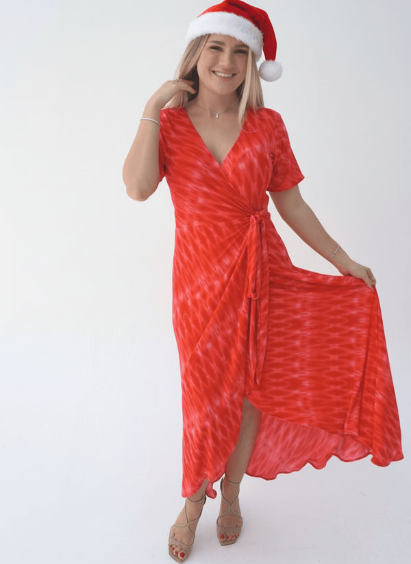Dress The Maxi Wrap Dress - Christmas Lipstick Waves dubai outfit dress brunch fashion mums
