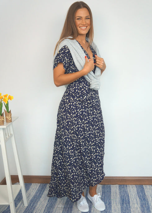 Dress The Maxi Wrap Dress - Indigo Garden dubai outfit dress brunch fashion mums