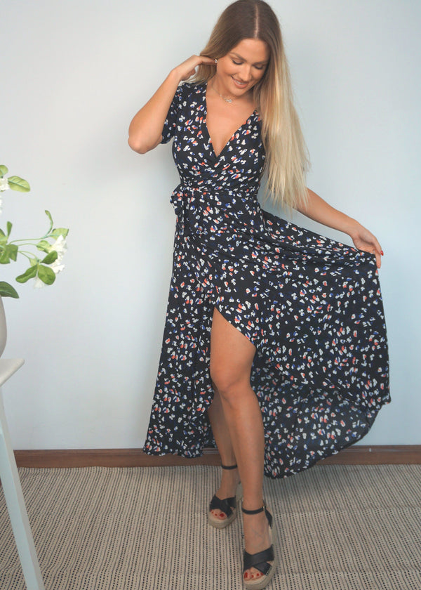 Dress The Maxi Wrap Dress - Royal Coral Jungle dubai outfit dress brunch fashion mums