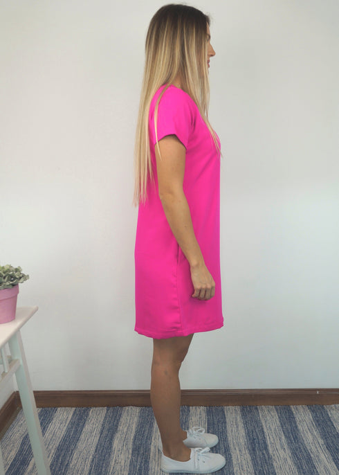 Dress The Mini Anywhere Dress - Hot Pink dubai outfit dress brunch fashion mums