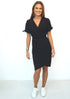 Dress The Mini Wrap Dress w/ Tie Sleeves - Midnight Black dubai outfit dress brunch fashion mums