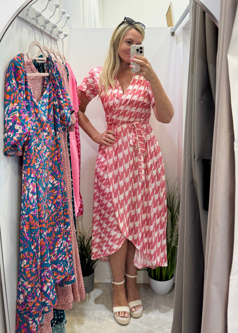 Dress The Pleated Wrap Dress - Strawberry Pleats dubai outfit dress brunch fashion mums