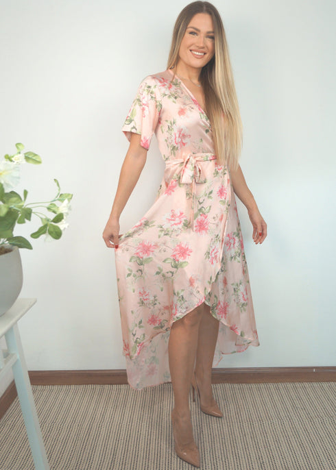 Dress The Satin Wrap Dress - Perfect Pinks dubai outfit dress brunch fashion mums