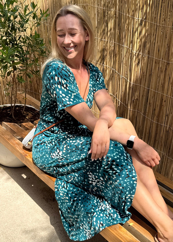 Dress The Stretch Wrap Dress - Teal Dream dubai outfit dress brunch fashion mums